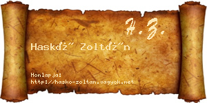 Haskó Zoltán névjegykártya